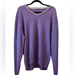 Men's Cashmere Purple V-Neck Sweater Size XL
